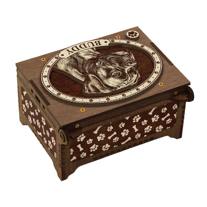 Boxer Dog Custom Memorial Music Box, Keepsake Urn