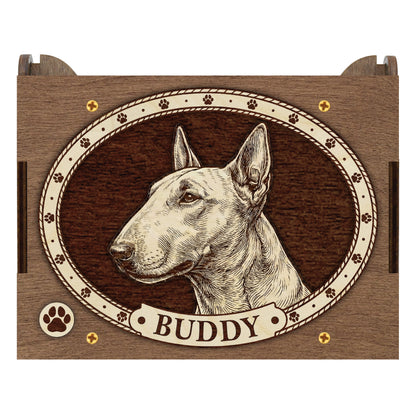 Bull Terrier Dog Custom Memorial Music Box, Keepsake Urn