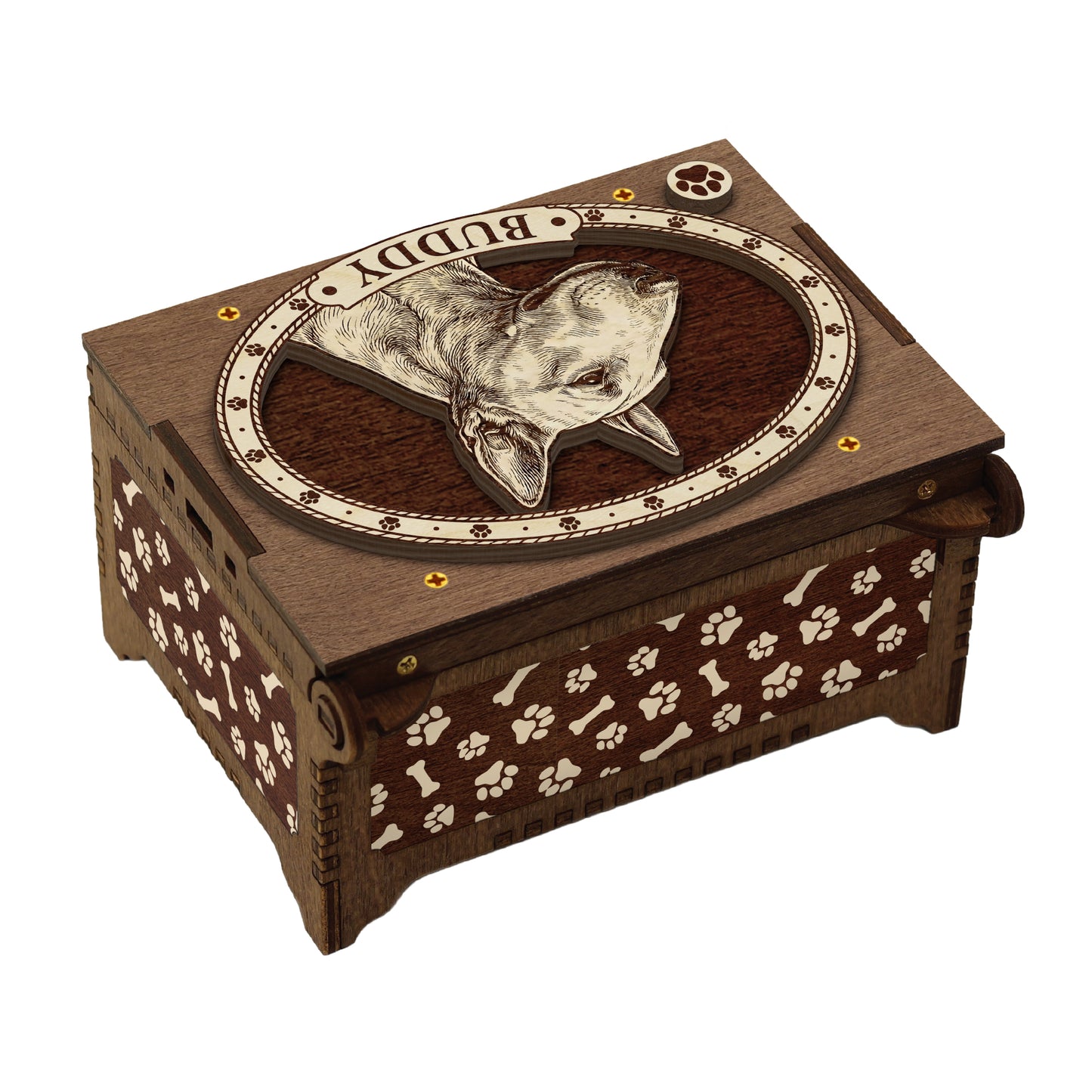 Bull Terrier Dog Custom Memorial Music Box, Keepsake Urn