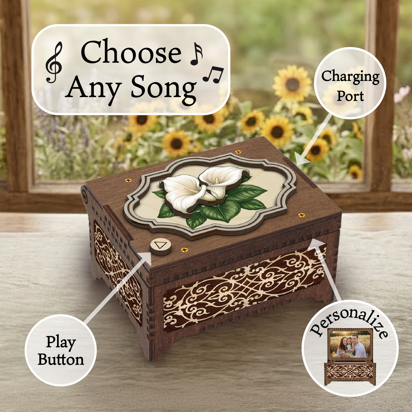Colorful Calla Lily Music Box