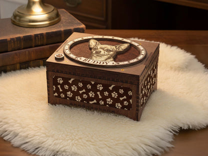 Chihuahua Dog Custom Memorial Music Box, Keepsake Urn