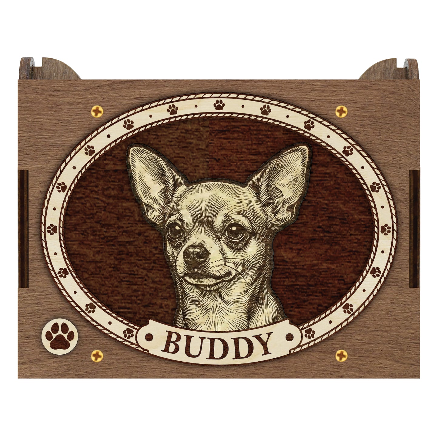 Chihuahua Dog Custom Memorial Music Box, Keepsake Urn