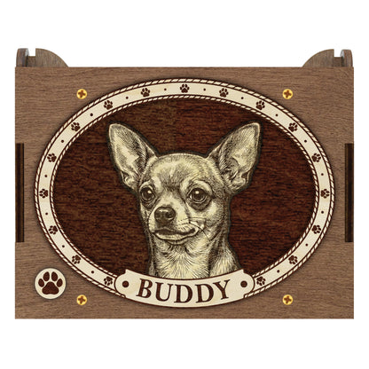 Chihuahua Dog Custom Memorial Music Box, Keepsake Urn