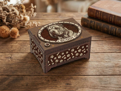 Chinese Shar-Pei Custom Memorial Music Box, Keepsake Urn