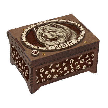 Chow Dog Custom Memorial Music Box, Keepsake Urn