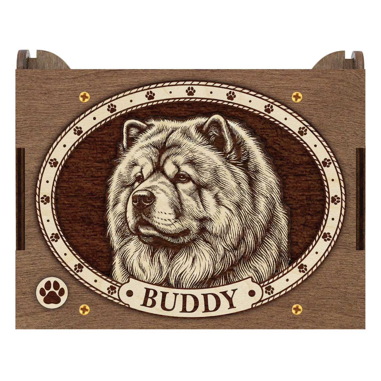 Chow Dog Custom Memorial Music Box, Keepsake Urn