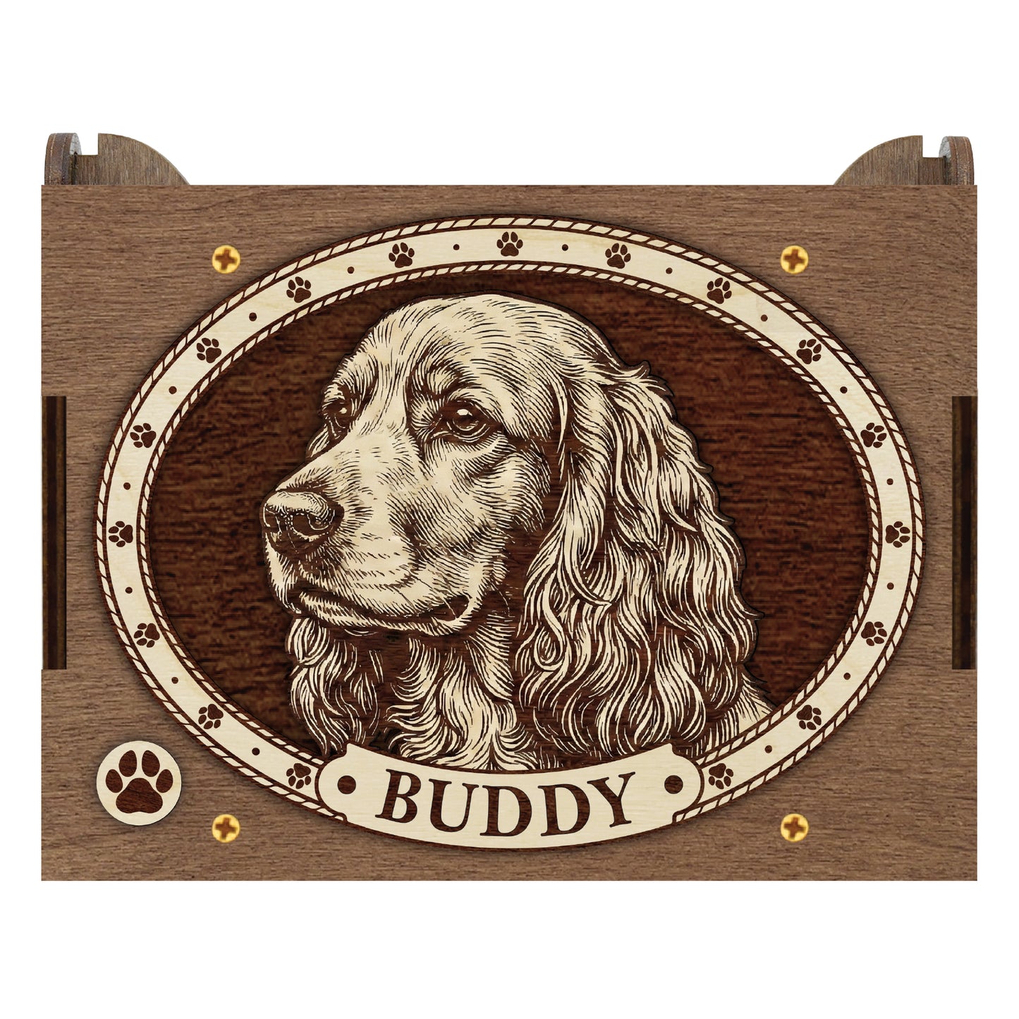 Cocker Spaniel Dog Custom Memorial Music Box, Keepsake Urn