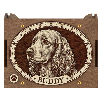 Cocker Spaniel Dog Custom Memorial Music Box, Keepsake Urn