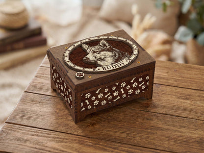 Corgi Dog Custom Memorial Music Box, Keepsake Urn