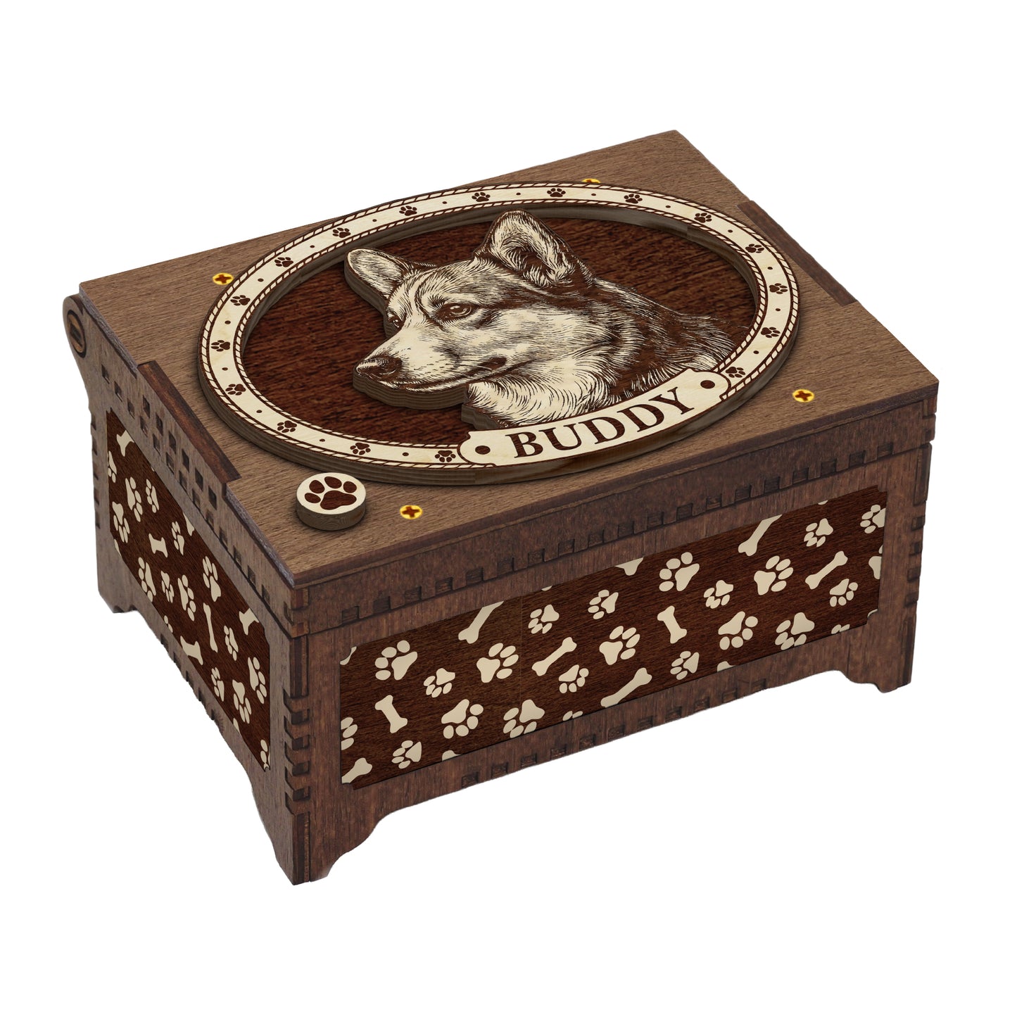 Corgi Dog Custom Memorial Music Box, Keepsake Urn