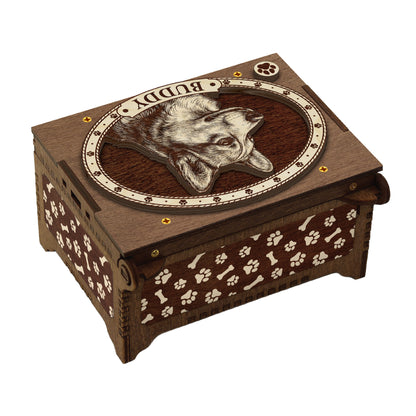 Corgi Dog Custom Memorial Music Box, Keepsake Urn