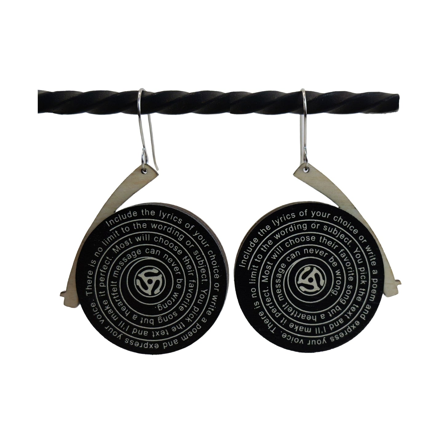 Record Wood Earrings - Personal Lyrics