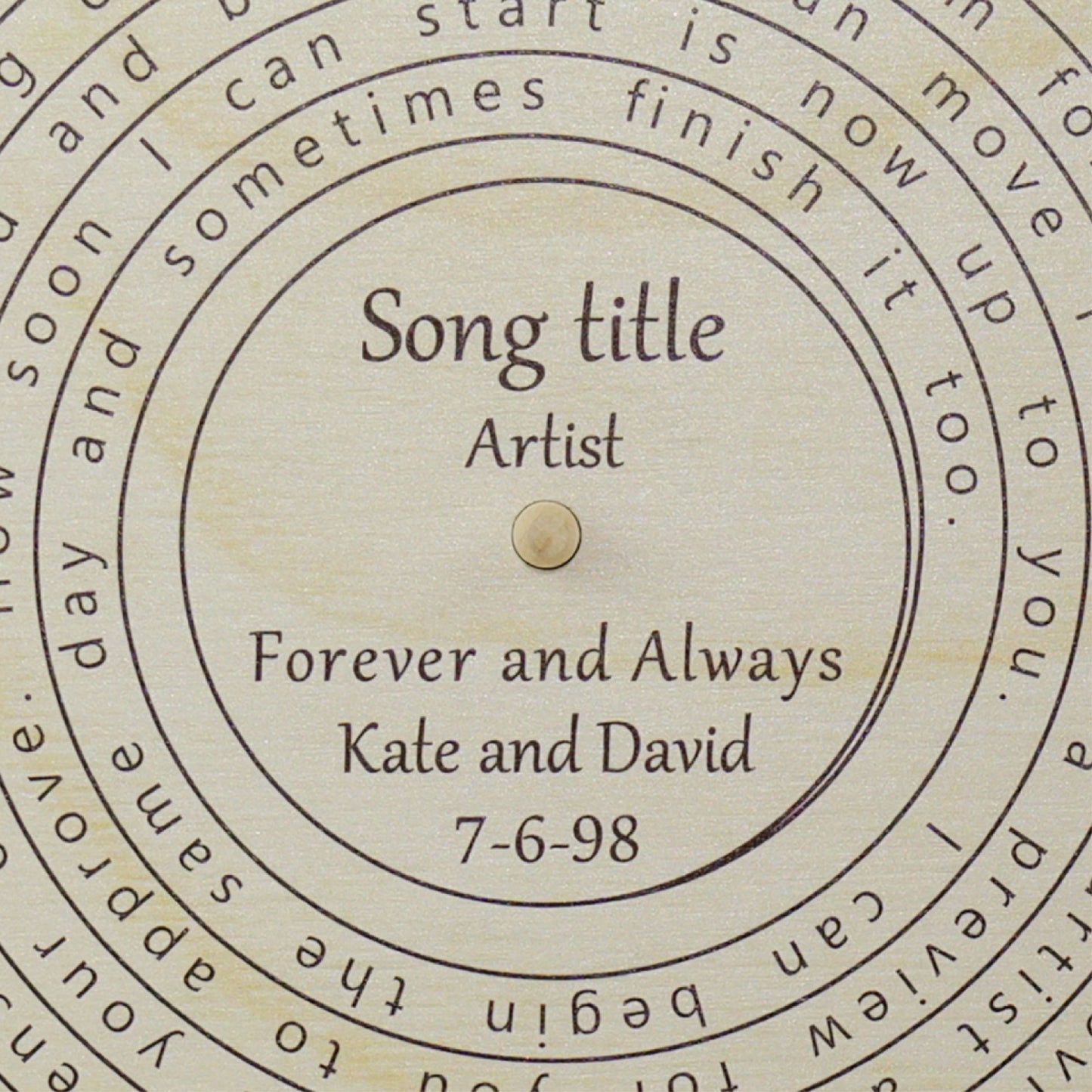 Engraved Lyrics Record Player Wall Hanging