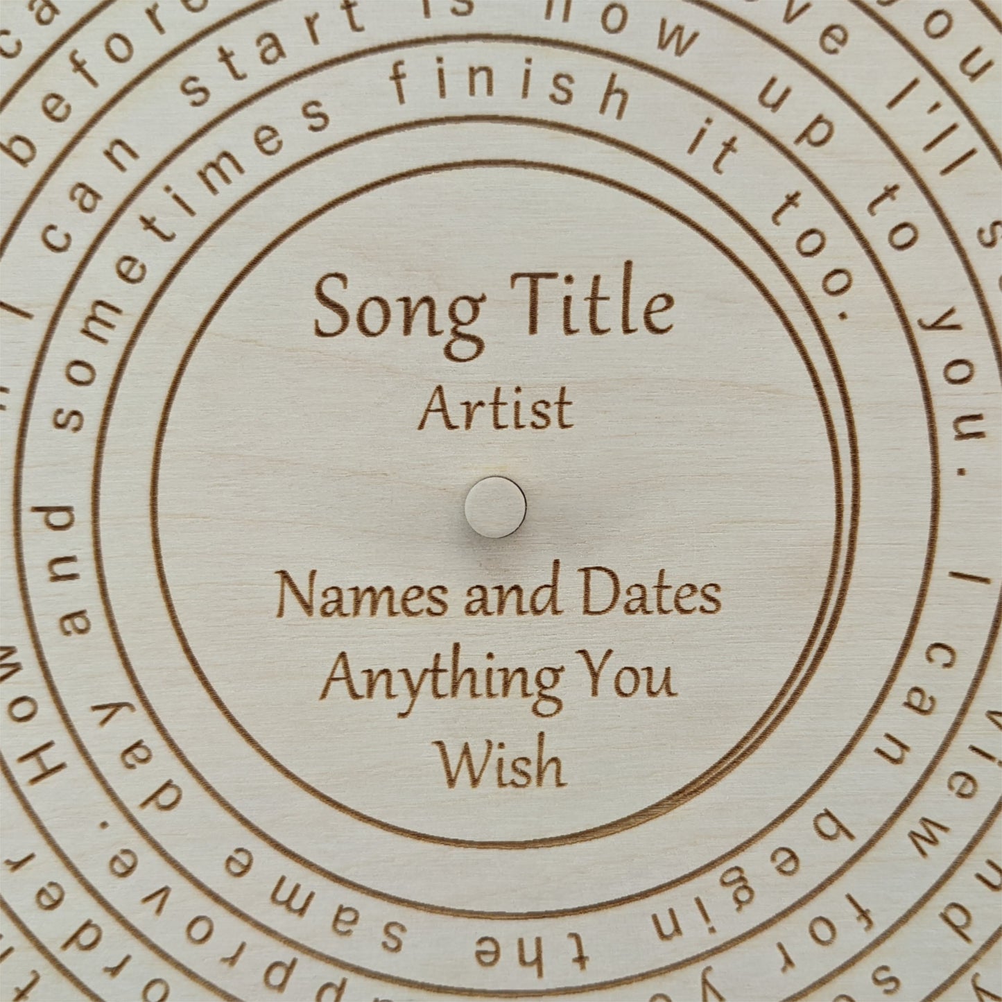 Engraved Lyrics Record Player Wall Hanging