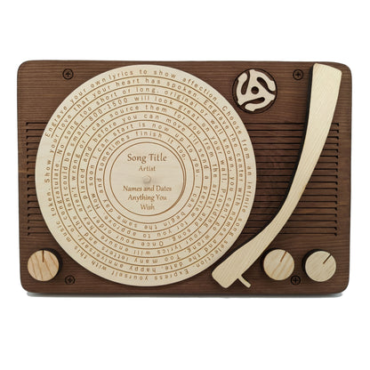 Engraved Lyrics Record Player Wall Hanging