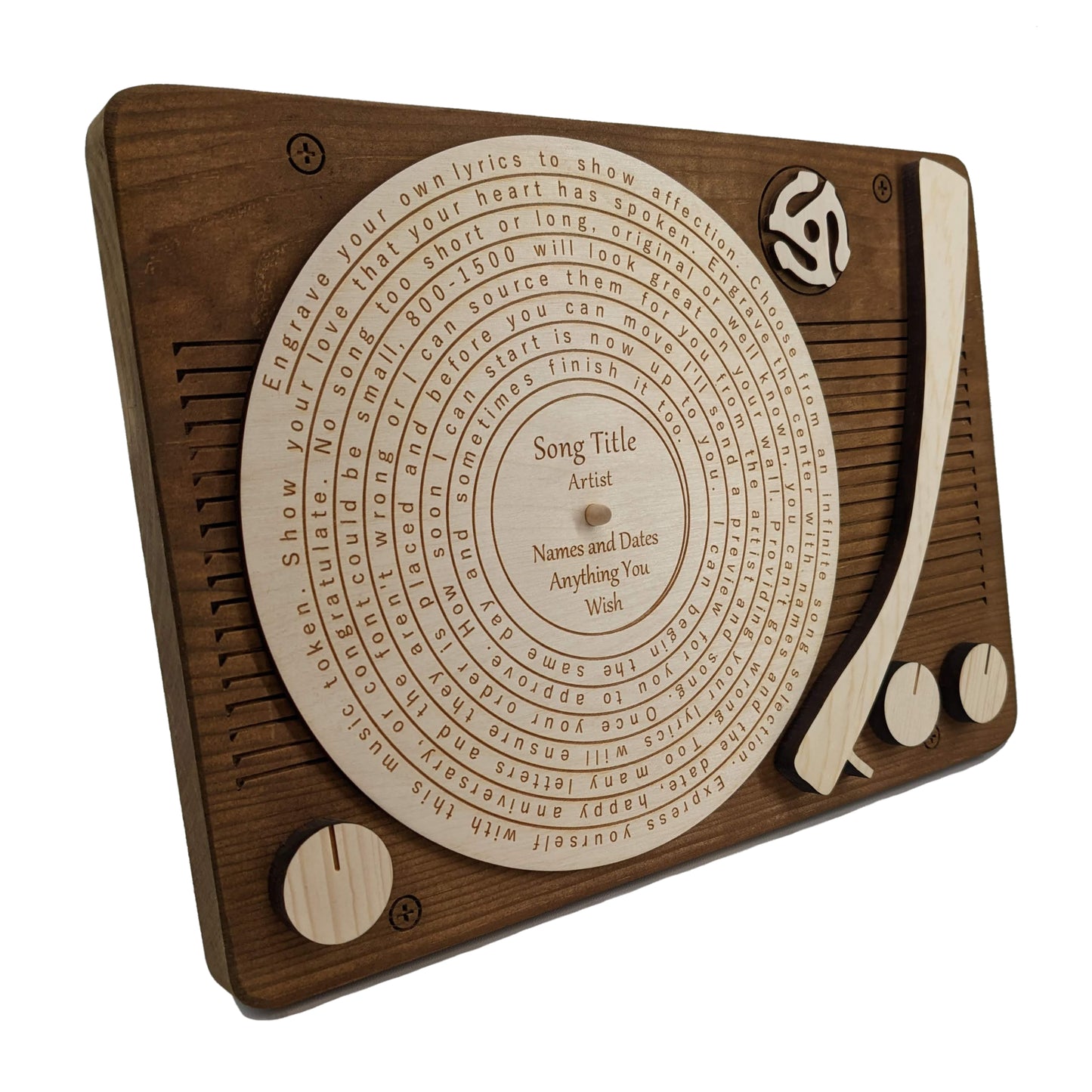 Engraved Lyrics Record Player Wall Hanging