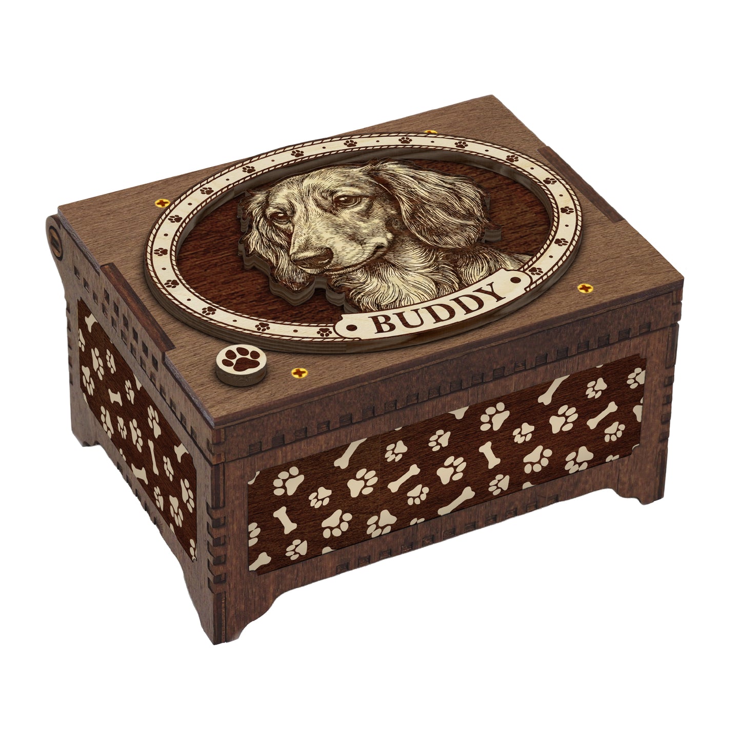 Dachshund Dog Custom Memorial Music Box, Urn