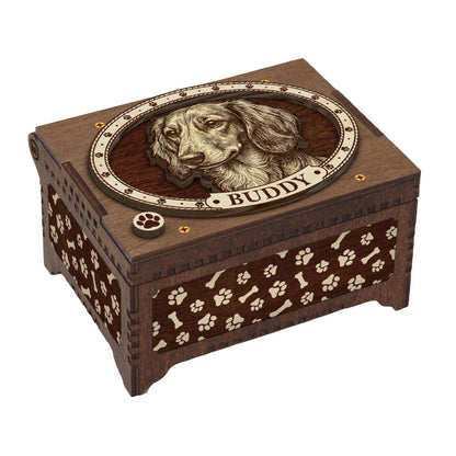 Dachshund Dog Custom Memorial Music Box, Urn