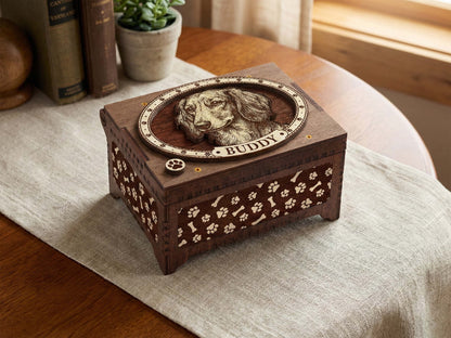 Dachshund Dog Custom Memorial Music Box, Urn