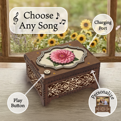 Colorful Dahlia Music Box