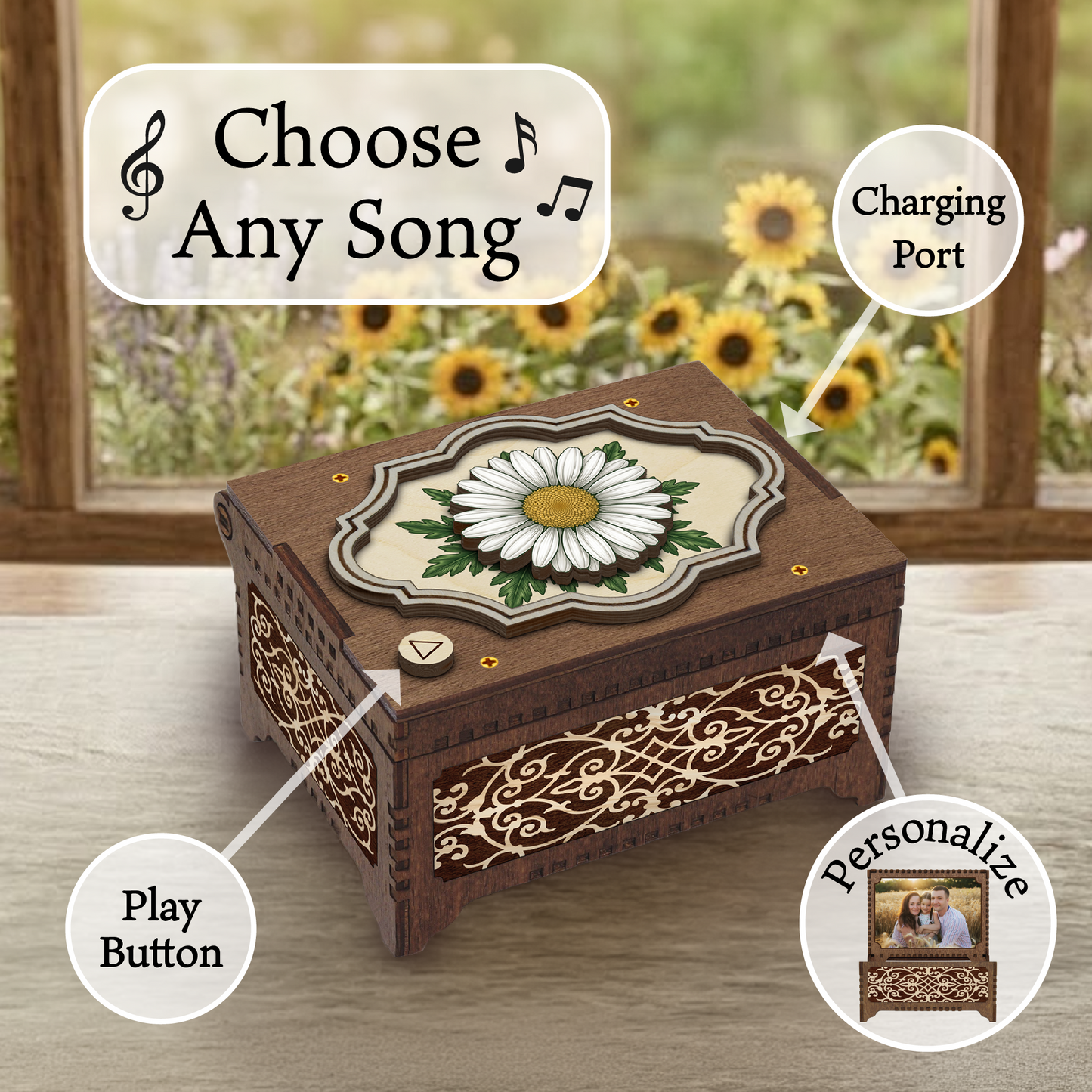 Colorful Daisy Music Box