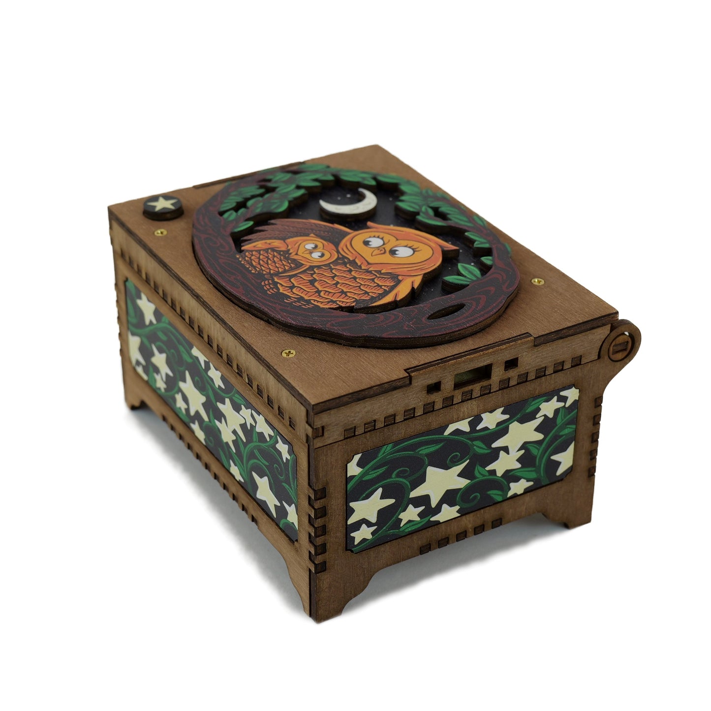 Colorful Mother and Baby Owl Music Box