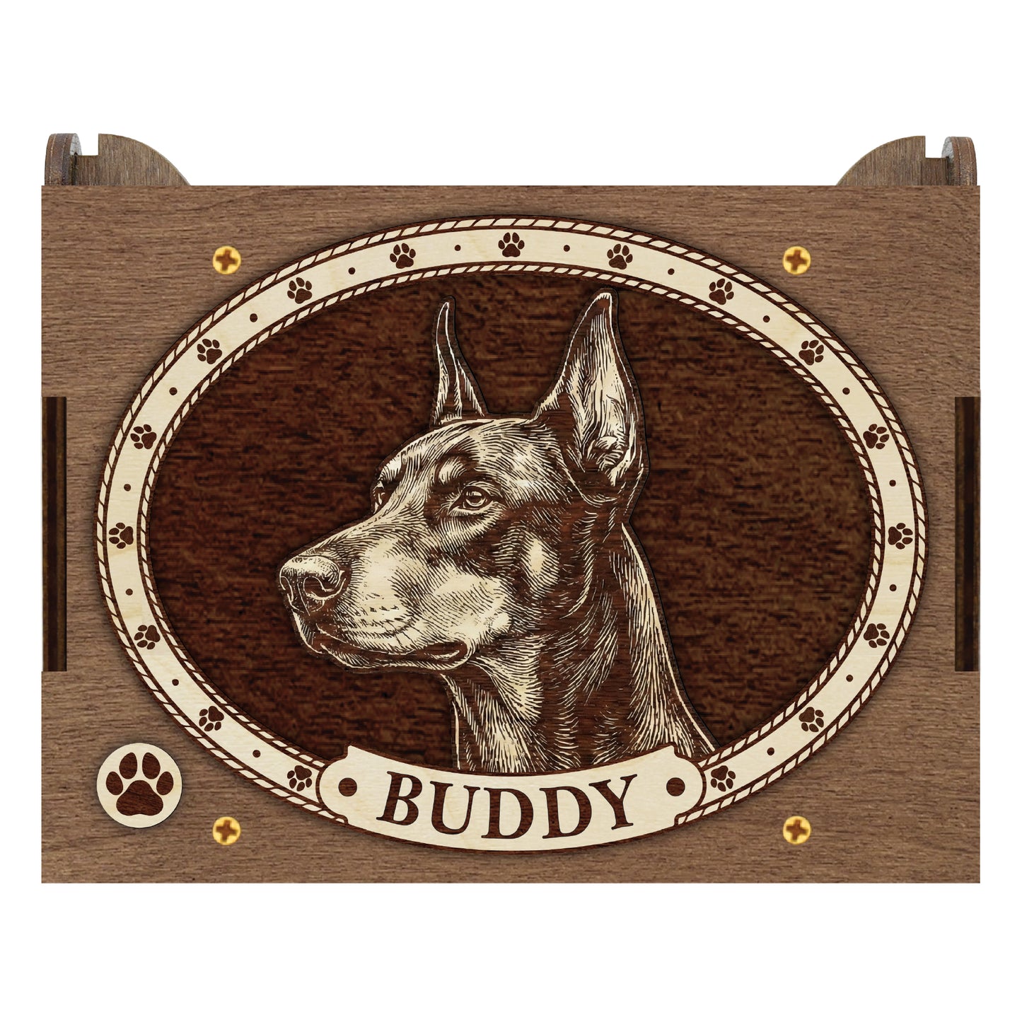 Doberman Pinscher Dog Custom Memorial Music Box, Keepsake Urn