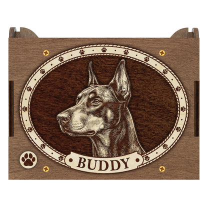 Doberman Pinscher Dog Custom Memorial Music Box, Keepsake Urn