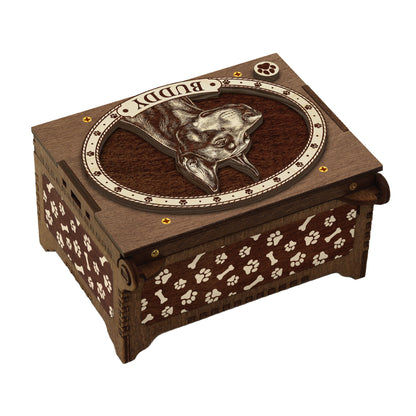 Doberman Pinscher Dog Custom Memorial Music Box, Keepsake Urn