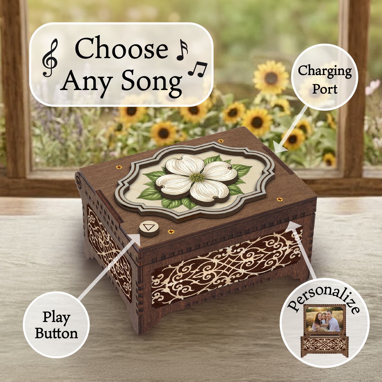 Colorful Dogwood Music Box