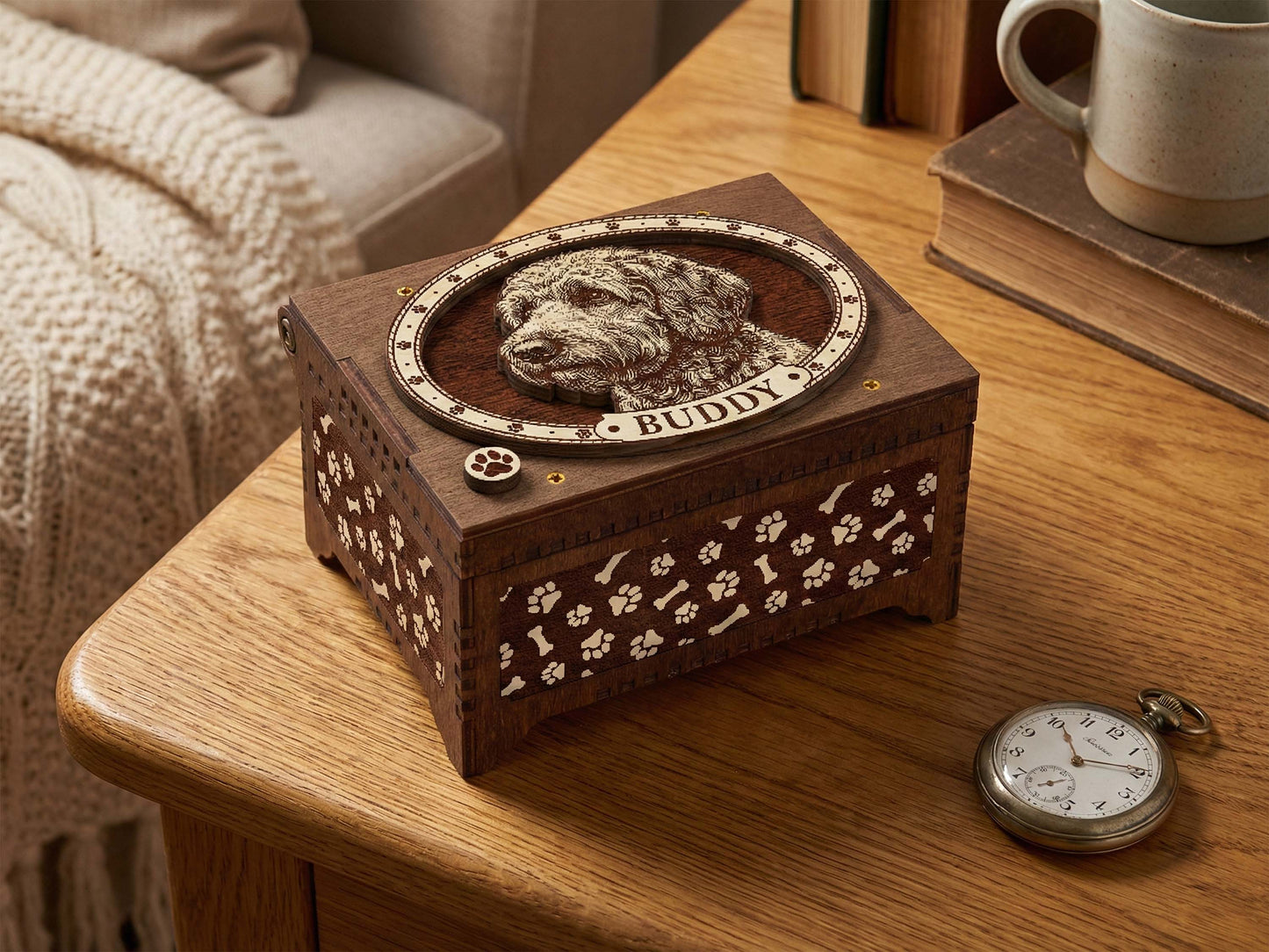 Doodle Dog Custom Memorial Music Box, Urn