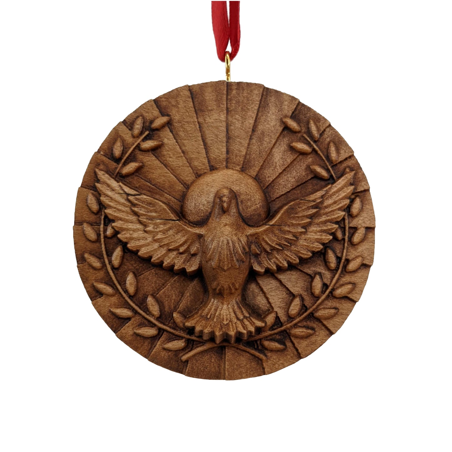 Dove Carved Wood Ornament