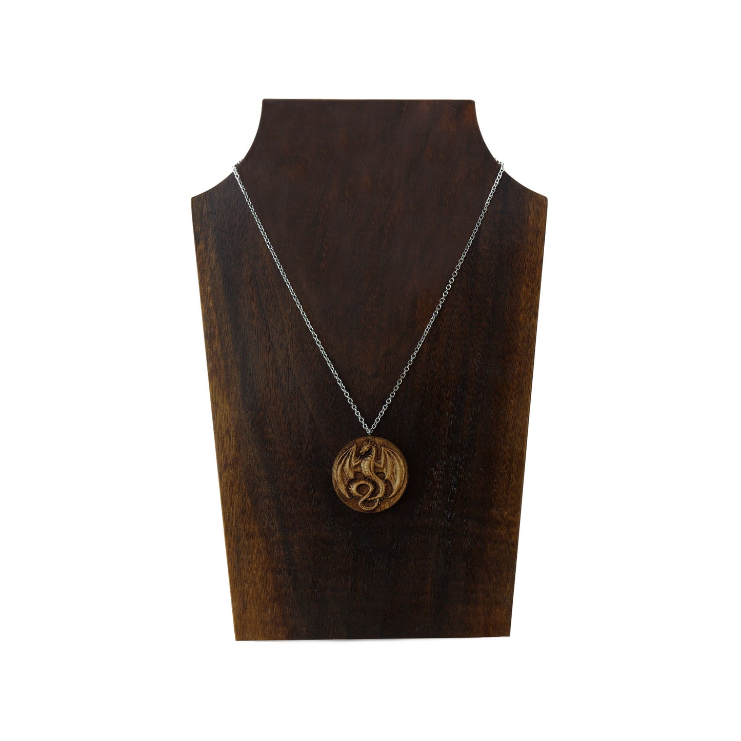 Dragon Wood Carved Pendant Necklace