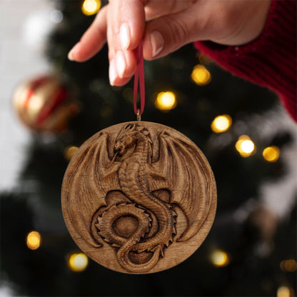 Dragon Carved Wood Ornament