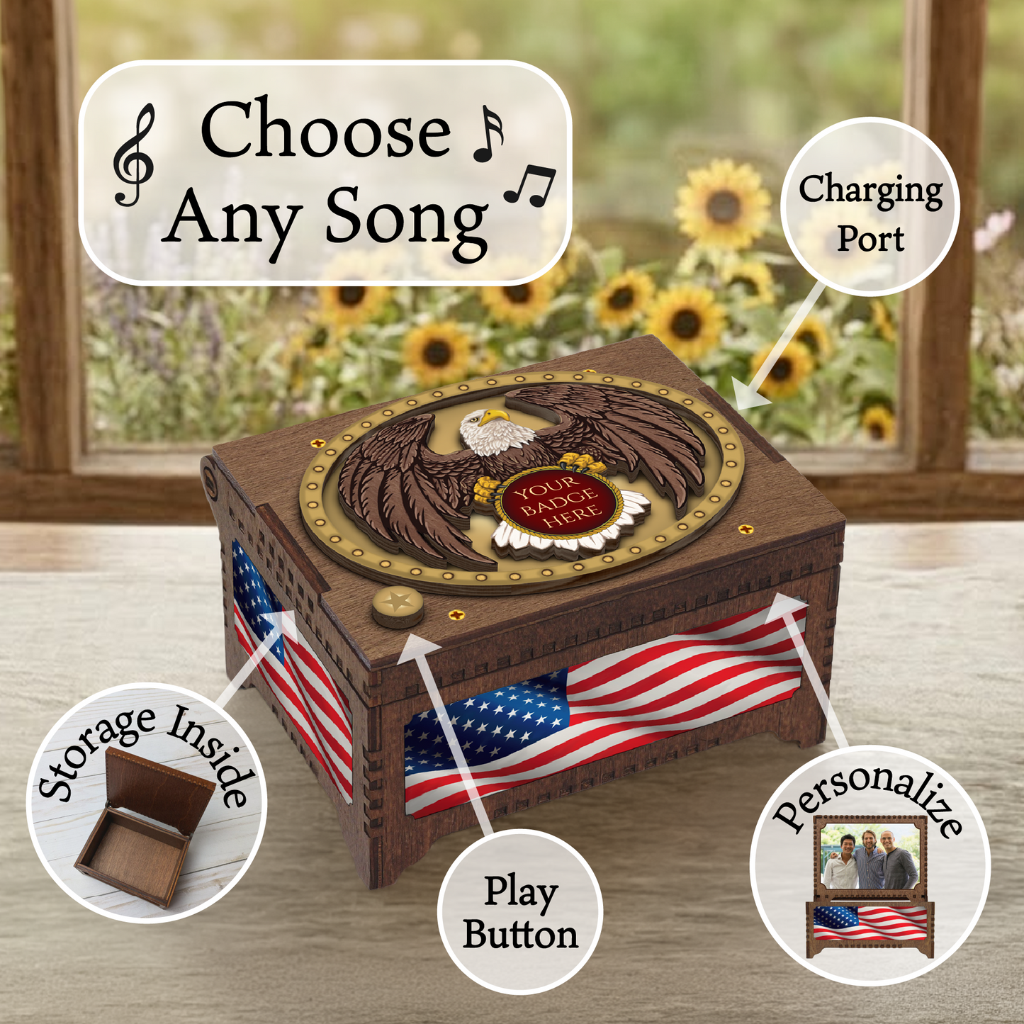Patriotic Eagle MP3 Music Box