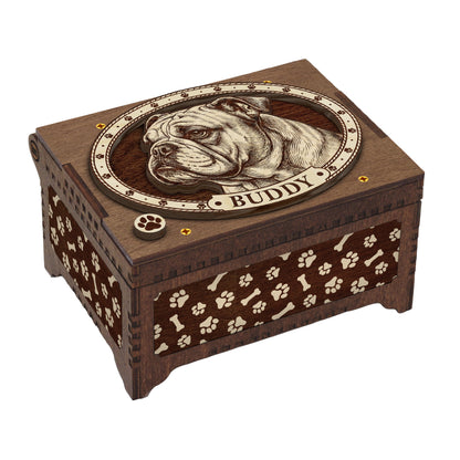 English Bulldog Custom Memorial Music Box, Urn