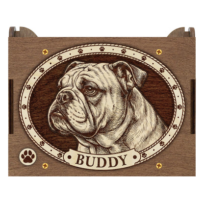 English Bulldog Custom Memorial Music Box, Urn
