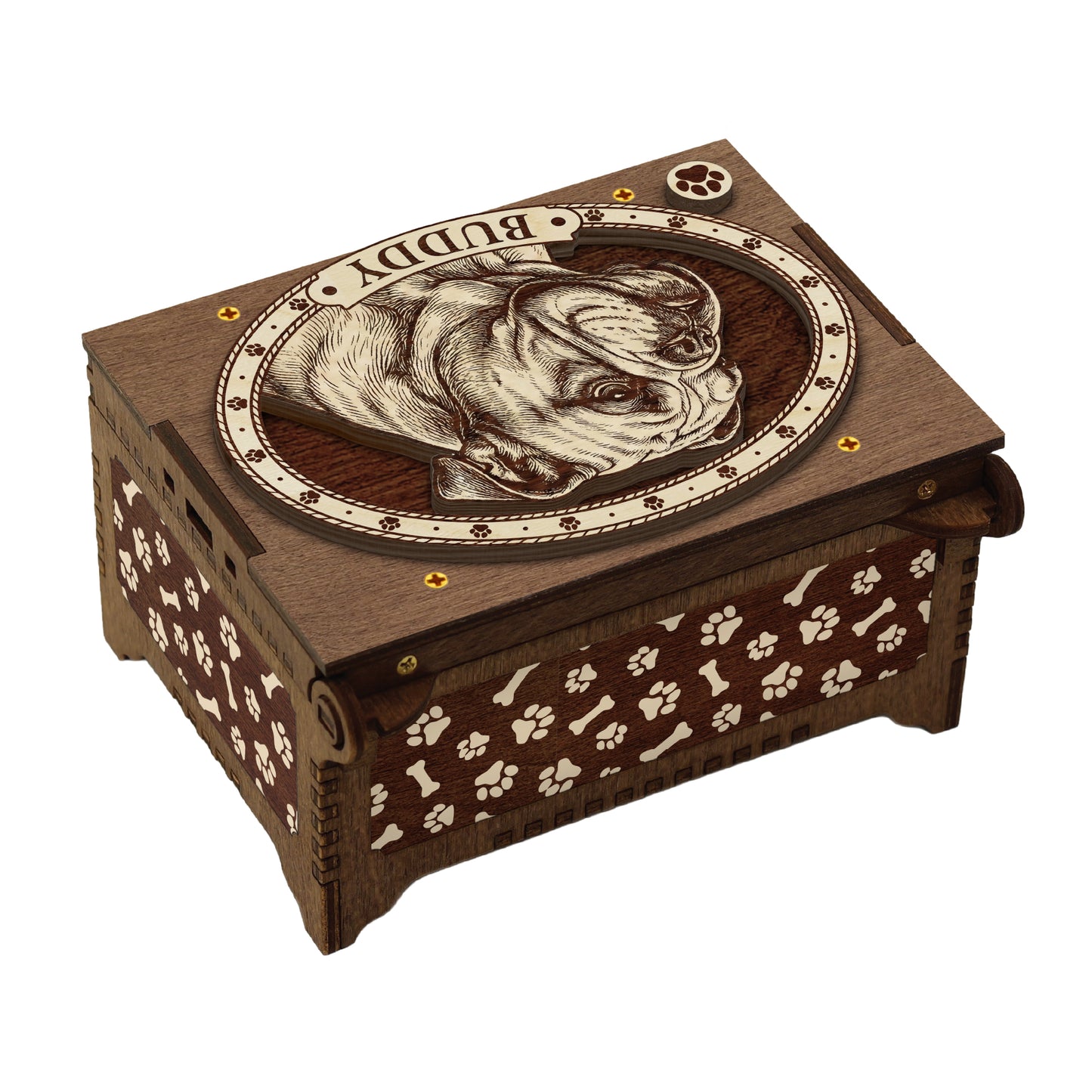 English Bulldog Custom Memorial Music Box, Urn