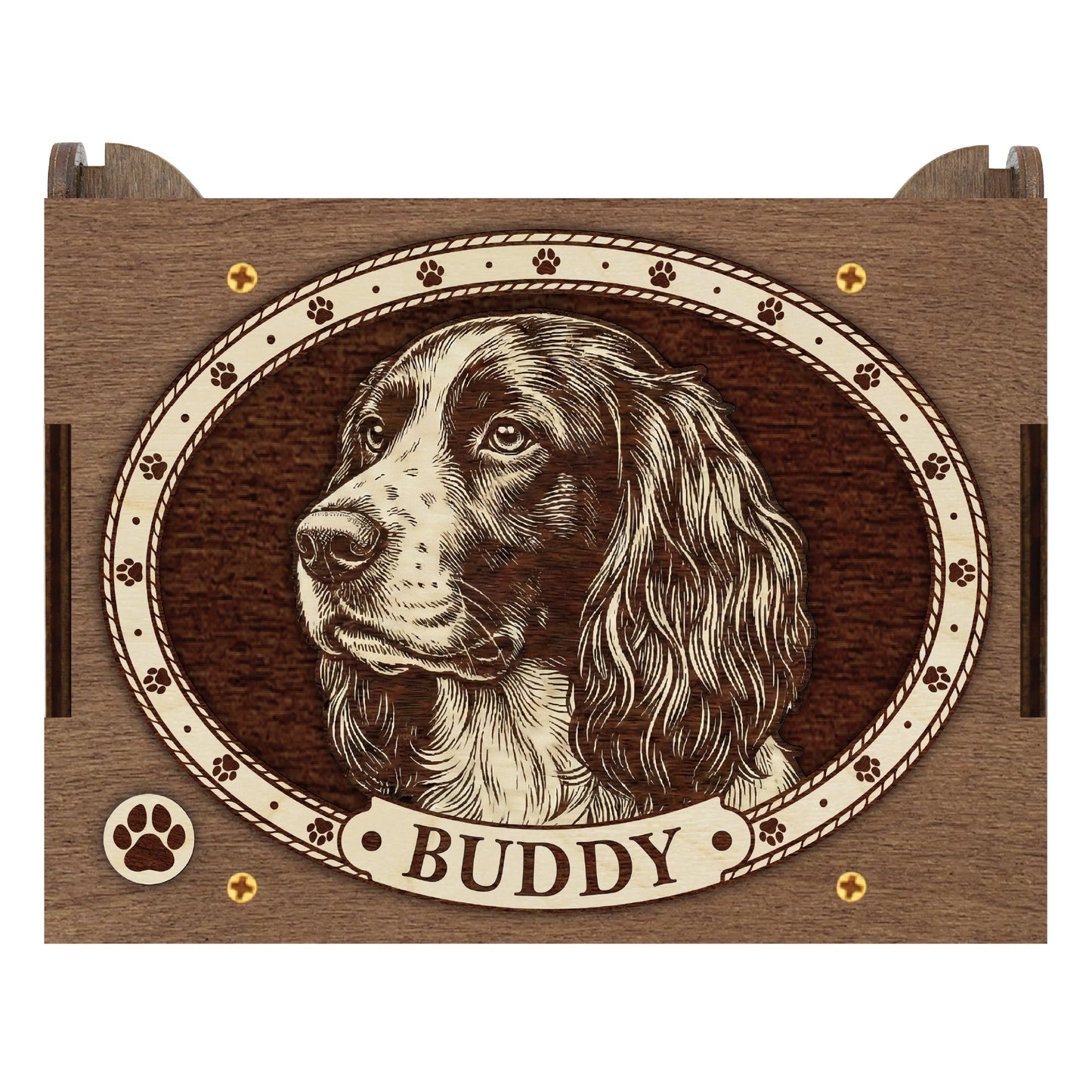 English Springer Spaniel Dog Custom Memorial Music Box, Keepsake Urn