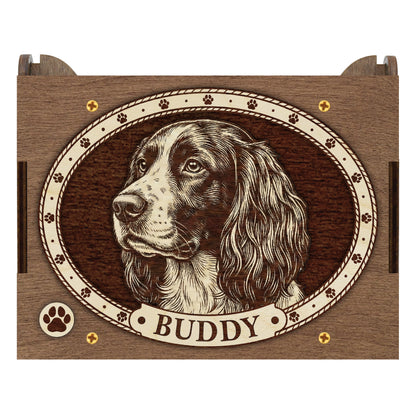 English Springer Spaniel Dog Custom Memorial Music Box, Keepsake Urn