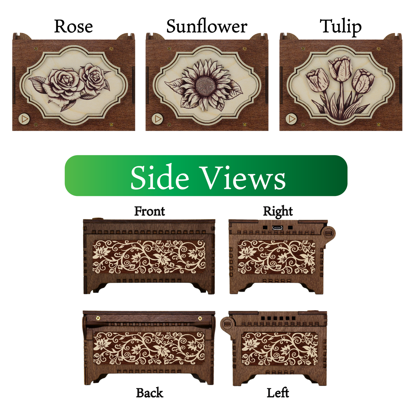 Flower MP3 Music Box - 21 Flower Options