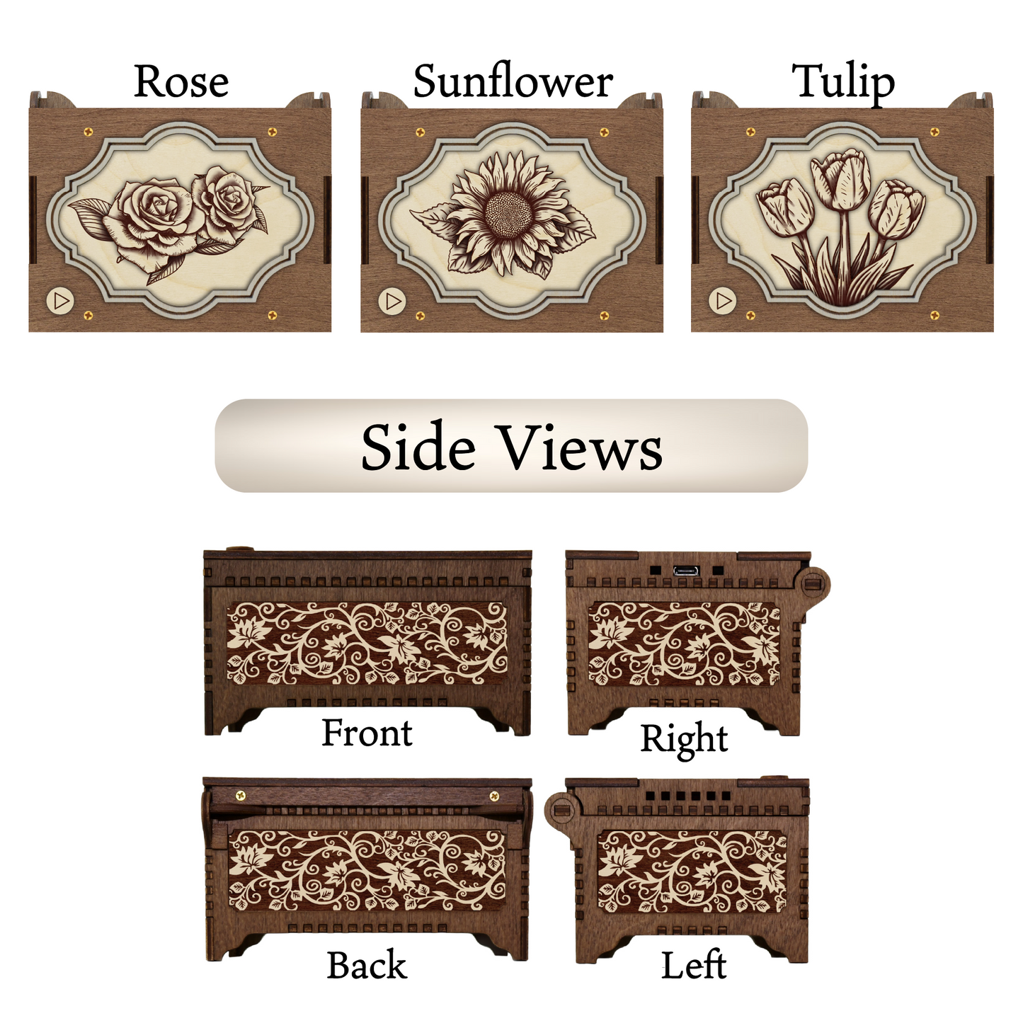 Flower MP3 Music Box - 21 Flower Options