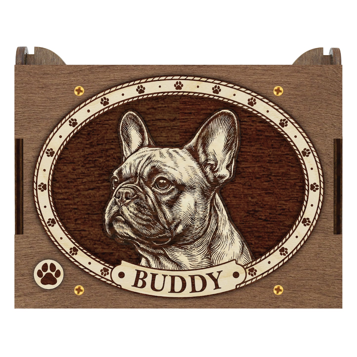 French Bulldog Dog Custom Memorial Music Box, Keepsake Urn