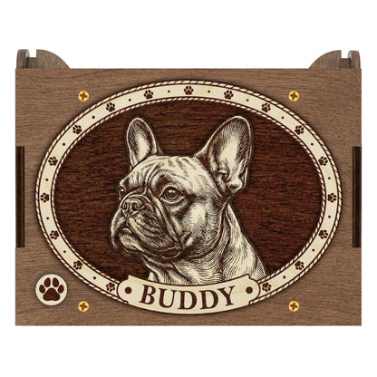 French Bulldog Dog Custom Memorial Music Box, Keepsake Urn