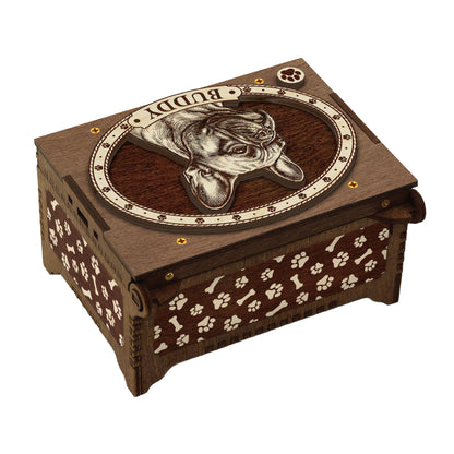 French Bulldog Dog Custom Memorial Music Box, Keepsake Urn