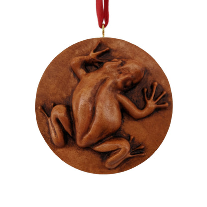Frog Carved Wood Ornament