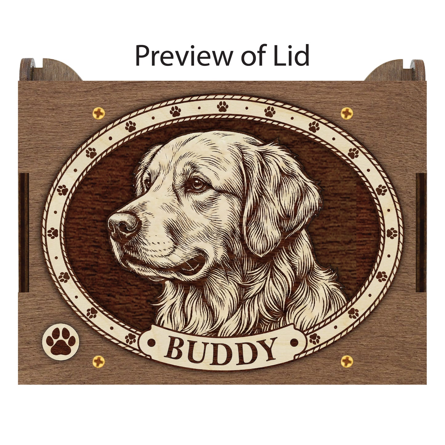 Golden Retriever Dog Custom Memorial Music Box, Urn