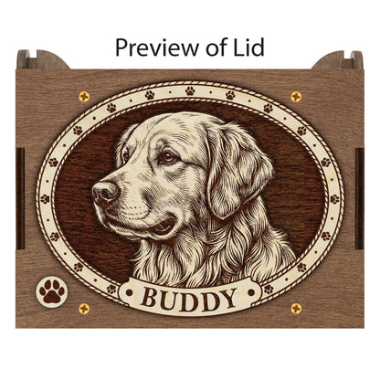 Golden Retriever Dog Custom Memorial Music Box, Urn