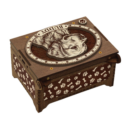 Golden Retriever Dog Custom Memorial Music Box, Urn