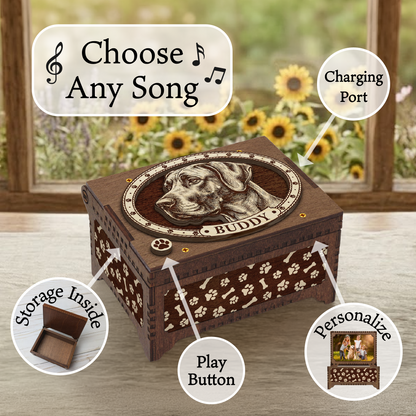 Great Dane Dog Custom Memorial Music Box, Keepsake Urn